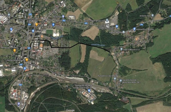 Cyklostezka - Porcelánka - Lesík - zahrádkářská kolonie - Mírová